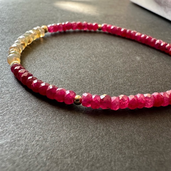 Opal & Ruby Bracelet in 14k Gold Filled - Picture 5 of 8